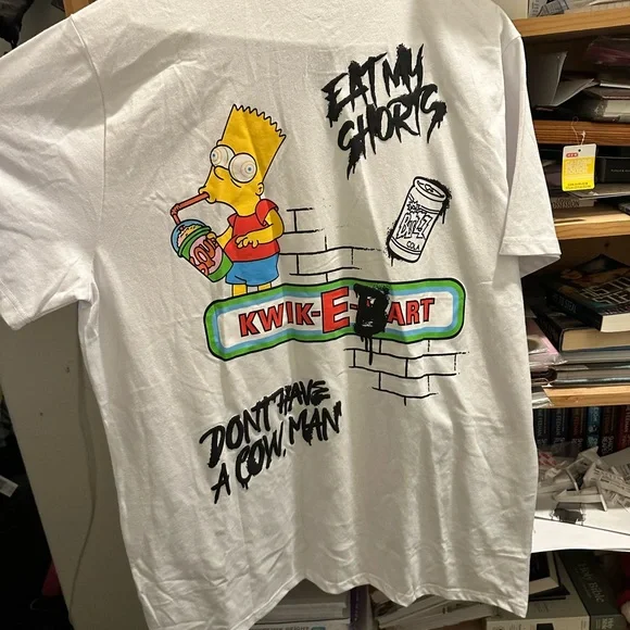 NWOT El Barto BART Simpson White Graphic T-Shirt with Cartoon Design - Picture 1 of 10